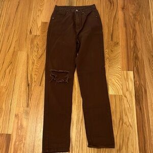 Women’s Brown Ripped Jeans XS